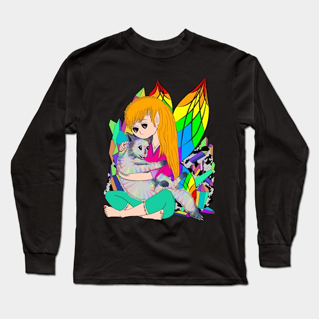 Rainbow Quartz Crystal Fairy Long Sleeve T-Shirt by MelanieJeyakkumar